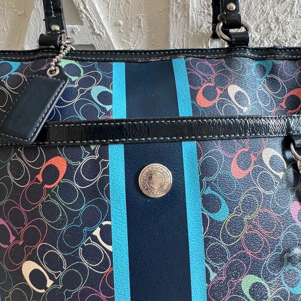 Coach Purse Chelsea Heritage Signature C Colorful Tote F15139